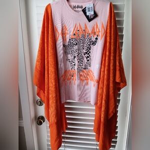 Upcycled Def Leppard Graphic Tshirt Poncho
